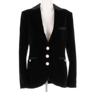 Paco Rabanne Evening Blazer Black Velvet & Satin w/Rhinestone Buttons FR 38 US 6